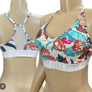 PINK Floral Ultimate Lightly Lined Racerback Sports Bra - Medium